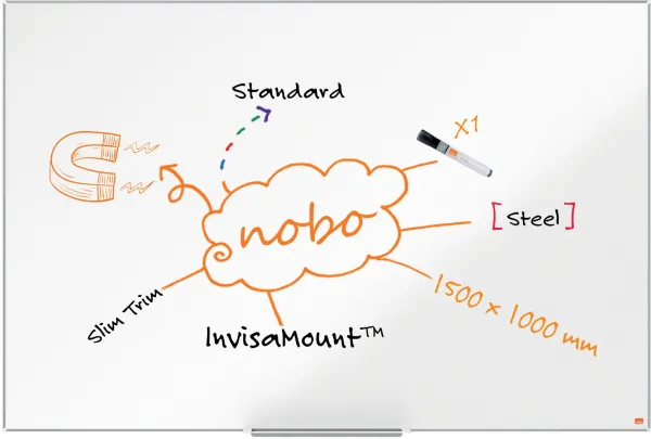Nobo Impression Pro stål whiteboard 150x100cm hvid